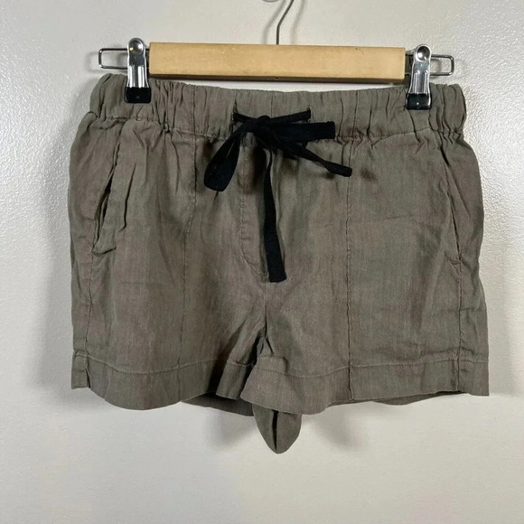 Aritzia Babaton Linen Blend Shorts Size XS Green Drawstring Minimal Normcore - Picture 1 of 7